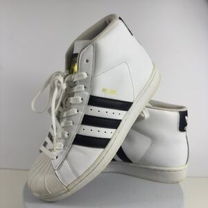 Adidas Pro Model Mid Sneakers Shell Toe Leather Men White Black Size 7